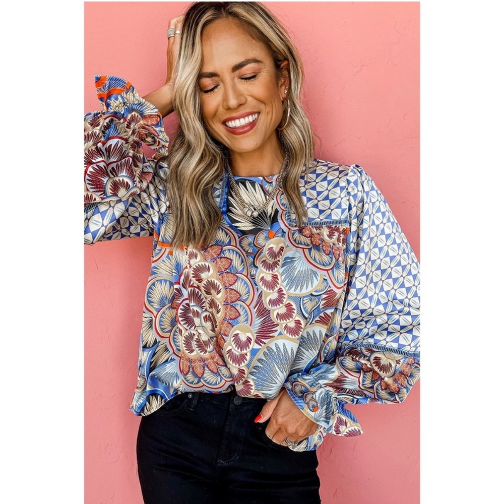 Fate Women’s Multicolor Patchwork Boho Floral Blo… - image 2